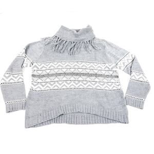 Moonlight Bay Sweater Cowl Fringe Neck Sz Large Cozy Chic Rustic CabinCore Warm